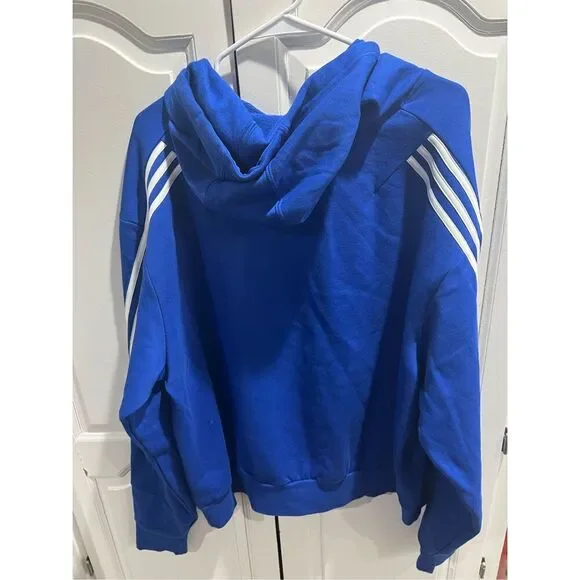 ADIDAS KANSAS JAYHAWKS MENS KU BLUE FLEECE KC FLAG LONG SLEEVE HOODIE XL NWOT - Picture 5 of 6